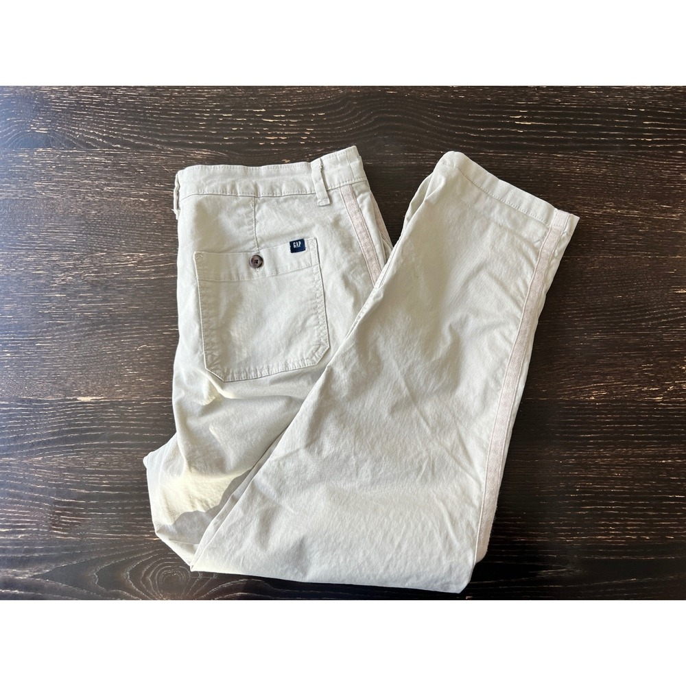 Gap Relaxed Girlfriend Chino Pants Khaki Beige Side Stripe Size 14 QLP1205S